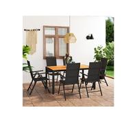 Vidaxl Ensemble De Salle À Manger De Jardin 7 Pcs Noir Et Marron