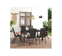 Vidaxl Ensemble De Salle À Manger De Jardin 7 Pcs Noir Et Marron