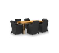 Ensemble de Salle à Manger de Jardin 7 pcs Salon de Jardin Meubles de Repas de Terrasse Mobilier à Dîner de Patio Extérieur Noir