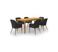 Vidaxl Ensemble De Salle À Manger De Jardin 7 Pcs Noir