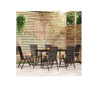 Vidaxl Ensemble De Salle À Manger De Jardin 7 Pcs Noir Noir