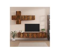 Vidaxl Ensemble De Meubles Tv 7 Pcs Chêne Fumé Bois D'ingénierie Marron
