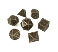 7 des Metal Polyedrique Cuivre Rouge Antique Donjon Dragon RPG Jeu | Chiffres graves lisibles, equilibre juste neutralite, sac rangement tissu, accessoires role play, tabletop gaming DND