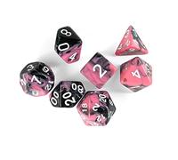 7 dés polyédriques pour Jeux de rôle et Jeux de Table en Forme de Galaxie - Rose bichromatique - avec Sachet