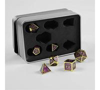 shibby 7 dés polyédriques pour Les Steampunk Jeux de rôle et Les Jeux de Table en Violet Or avec Boîte de Rangement