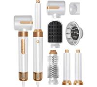 7 en 1 Air Styler, 110000 Tours/Minute Sèche-Cheveux à Ions Négatifs Haute Vitesse, Seche Cheveux Set avec 7 Accessoires, Auto Boucleur a Air pour Lisser, Donner Du Volume, Boucler, Sécher (Blanc)