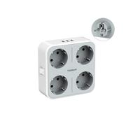 7 en 1 Chargeur Multiple, Murale Prise avec 4 Sortie AC et 3 Ports USB, Adaptateur Secteur avec Interrupteur pour Domicile, Bureau, Compatible avec