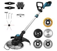7-En-1 Debroussailleuse à Batterie Electrique Brushless 14800 RPM 980W, Coupe-Bordures Sans Fil Compat. Makita 18V+7 Lames Ø300 mm