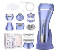 7 en 1 Epilateur Electrique Femme, Épilateur sans Fil Wet & Dry, 2 Vitesses, 30 Pinces Précision, Rasoir, Tondeuse, Embout Pédicure et Embout Exfoliant pour Visage, Jambes, Bras, Aisselles, Bikini