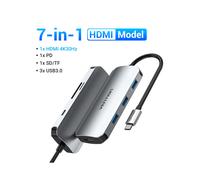 (7-en-1 HDMI TF SD) Vention USB C HUB Type C vers USB 3.0 Station d'accueil USB C HDMI RJ45 4K compatible