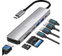 7 en 1 Hub USB-C, Adaptateur USB-C vers HDMI 4K, PD 100 W,Lecteur de Cartes SD/TF,Port USB 3.0 & 2.0, Port Données USB-c,HUB Multiport Type C Compatible avec i-Phone 15/16,MacBook Pro/Air, Dell XPS