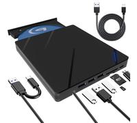 7 en 1 Lecteur Blu-Ray Externe, Lecteur DVD/BD Graveur Blu Ray avec USB 3.0 Type-C Portable Lecteur Blu Ray Externe, 3D CD DVD Graveur Optical Bluray Drive pour PC Windows 11 10 8 7