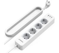 7 En 1 Multipr 4 Sortie Ac Avec 3 Usb, Pr Multiple 3600W Avec Interrupteur Et 3M Rallonge Electrique, Conivent Pour Bureau, Maison, Gris
