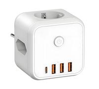 7 en 1 Multiprise USB Cube - Multiprise Parafoudre Murale avec Interrupteur, Prise USB Multiple pour Domicile, Bureau, Voyage - Compacte et Économie d'Espace pour Chargement Rapide 3A et 1C