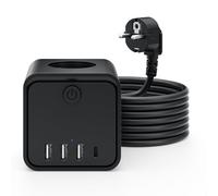 7 en 1 Multiprise USB Multiple avec 3 Prises Multiple avec 1 Type C et 3 Ports USB, 2m Cable Multiprise avec Interrupteur Parafoudre pour Domicile, Bureau