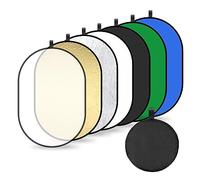 7 en 1 Réflecteur de Lumière Ovale Pliable Reflecteur Lumiere Photo pour Photographie de Mariage Portrait Selfie pour Studio et éclairage Extérieur 60*90cm (Translucide/Argent/Or/Blanc/Noir/Vert/Bleu)