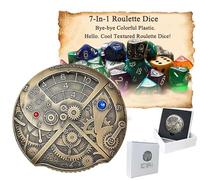 7 en 1 Roulette de dés Creux Dragon avec Donjons DND et d Jeu de dés en métal avec boîte - Cadeau 7pcs D4, D6, D8, D10, D12, D20 et d% pour Le Jeu de rôle Donjons et Dragons