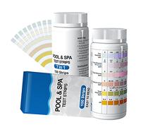 7 en 1 Testeur Piscine Bandelette pour piscine, spa, jacuzzi 100 Bandelette de Test pour Chlore Libre, Chlore Total, Brome, Dureté Totale, Alcalinité Totale, Acide Cyanurique et pH