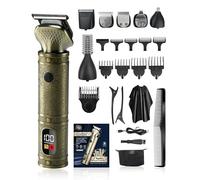 7 en 1 Tondeuse Barbe Homme Tondeuse Cheveux Professionnel, Lame en T Rasoir Électrique Kit avec Écran LED, USB C Rechargeable, Technologie Silencieuse, Etanche Tondeuse Corps Homme pour Cadeau/Salon