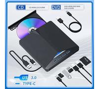 7-en-1 USB 3.0 Type C externe CD DVD RW lecteurs optiques TF SD DVD graveur enregistreur lecteur Type de plateau pour ordinateur portable PC de bureau 7 in 1 Black