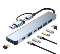 7-en-1 USB C hub avec USB 3.0, USB 2.0 C-type de données PD port de charge, adapté aux ordinateurs portables PC