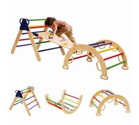 7 en 1Triangle Arche Montessori,Cadre à Grimper avec Toboggan, Structure d'escalade Triangulaire, Arche d'escalade, Parcours Motricité Montessori pour Enfants 1 an+
