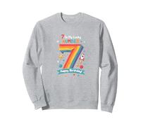 7 est Mon Chiffre Porte-Bonheur Joyeux Anniversaire Space Adventure Sweatshirt, Unisexe pour Adultes, Gris Chiné, L