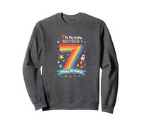 7 est Mon Chiffre Porte-Bonheur Joyeux Anniversaire Space Adventure Sweatshirt, Unisexe pour Adultes, Chiné Foncé, S