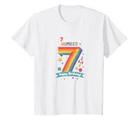 7 est Mon Chiffre Porte-Bonheur Joyeux Anniversaire Space Adventure T-Shirt, Enfant, Blanc, 10 Ans
