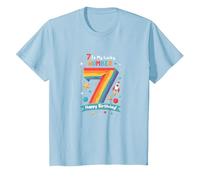 7 est Mon Chiffre Porte-Bonheur Joyeux Anniversaire Space Adventure T-Shirt, Enfant, Bleu Céleste, 4 Ans