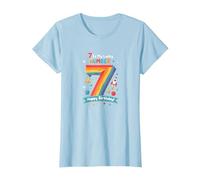 7 est Mon Chiffre Porte-Bonheur Joyeux Anniversaire Space Adventure T-Shirt, Femme, Bleu Céleste, S