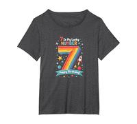 7 est Mon Chiffre Porte-Bonheur Joyeux Anniversaire Space Adventure T-Shirt, Femme Grandes Tailles, Chiné Foncé, 6X