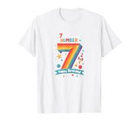 7 est Mon Chiffre Porte-Bonheur Joyeux Anniversaire Space Adventure T-Shirt, Homme, Blanc, M