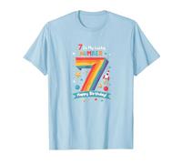 7 est Mon Chiffre Porte-Bonheur Joyeux Anniversaire Space Adventure T-Shirt, Homme, Bleu Céleste, XL