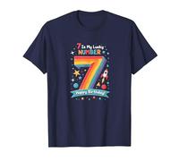 7 est Mon Chiffre Porte-Bonheur Joyeux Anniversaire Space Adventure T-Shirt, Homme, Bleu Marine, 3XL