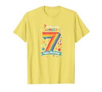 7 est Mon Chiffre Porte-Bonheur Joyeux Anniversaire Space Adventure T-Shirt, Homme, Citron, XL