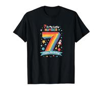 7 est Mon Chiffre Porte-Bonheur Joyeux Anniversaire Space Adventure T-Shirt, Homme, Noir, L