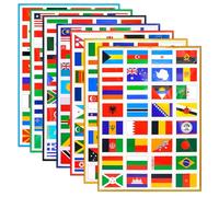 7 Feuilles D'autocollants De Drapeau du Monde,224 Pièces Autocollants De Drapeaux Autocollants De Passeport Stickers Pour Planificateur De Voyage Bagages Jeux Olympiques Paris 2024
