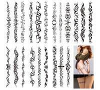 7 feuilles de Tatouage Temporaire,Autocollant Noir Tribal Faux Tatouage,Esquisse,Autocollant de Tatouage Temporaire,Tatouage Adhésif pour Femme et Homme