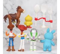 7 figurines d'action Toy Story 4 : Woody, Jessie, Buzz Lightyear, Forky, Pig, Bear - Modèles de poupées et figurines - Cadeau d'anniversaire pour garçon 7pcs No Box