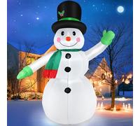 7 FT Christmas Inflatables Snowman Outdoor Yard Decorations, Christmas Blow up Snow Man with LED Lights & Black Hat, Winter Outside Decor for Holiday Party Patio Garden Lawn, Xmas New Year Kids Gifts