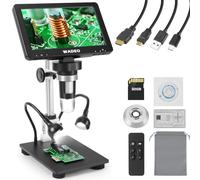 7" HDMI 1080P 16MP LCD Microscope Numérique, 1200X avec écran IPS, Camera Sensor Coin Microscope, 32GB TF Card, Télécommande IR, USB Video Soldering Microscope for Adults, Windows/Mac OS Compatible