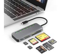 7 in 1 Aluminum SD Card Reader USB C Memory Card Reader, USB-C 3.1 (5Gbps) High Speed CF/SD/TF/XD/MS/Micro SD Card Solt All in One Card Reader for Windows/Vista/iOS/Linux, iPhone 15