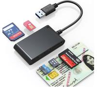 7 in 1 Belgian Identity Card Reader ¿ ID, MicroSD, SD, MMC, SIM, M2, Memory Stick Pro Duo Adapter ¿ Supports Digital Signature, DNI, Health Card, eID Reader Belgium