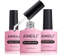 7 In 1 Builder Base Gel, No Wipe Top Coat And Base Coat Set, 3 X 10 Ml Semi-Permanent Uv Led Gel Nail Polish Soak Off Manicure Kit