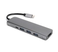 7 in 1 USB C Hub, Type C Docking Station with HD Multimedia Interface, 3 USB 3.0 Ports, SD/Reader, 60W Delivery, Aluminum y Multi Port A for Laptop Phone T