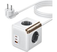 7 In 1 Usb Cube Power Strip 4000W 16A 4 Ac Outlets 2 Usb 1 Type C Usb Wall Multiple Outlet Charger Power Strip For Office Travel Home 2M