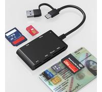 7-in-2 Belgian Identity Card Reader - ID, MicroSD, SD, MMC, SIM, M2, Memory Stick Pro Duo Adapter - Supports Digital Signature, DNI, Health Card, eID Reader Belgium