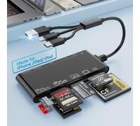 7 in 3 USB 3.0 Multi-Card Reader Adapter, Memory Card Reader Hub for SD, CF, XD, Micro SD, TF, MS, 5Gbps Hi-Speed USB C SD Cards Reader for iPhone 16/15/14/iPad/MacBook/Samsung, Windows, Mac OS, Linux