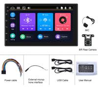 7 Inch Auto Radio Wired Carplay MP5 Player Universal GPS Bluetooth Touch-control Button with 8 Light Camera